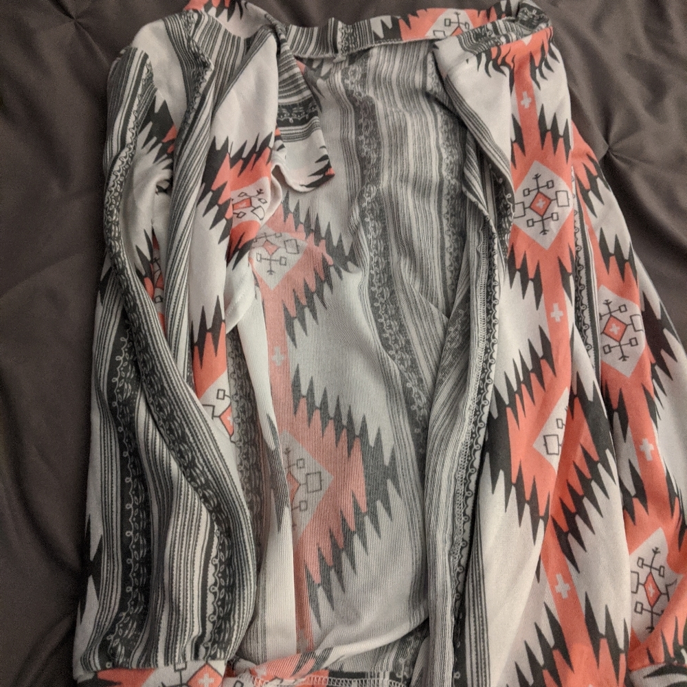 3XL Light pink & grey cardigan
